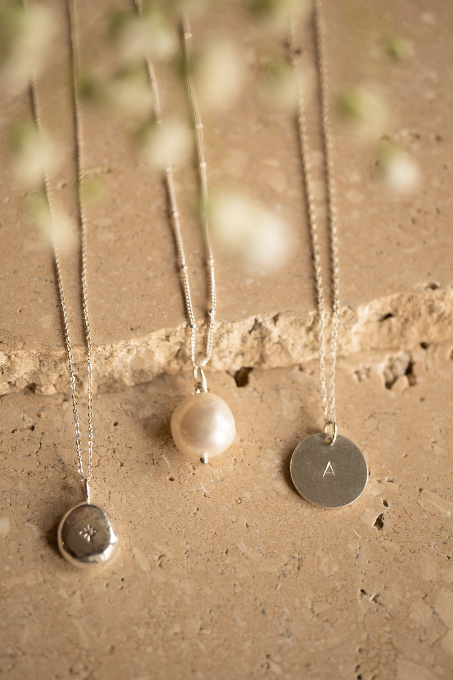 Sterling Silver Hand Stamped Round Pendant and Necklace - Personalised Initial