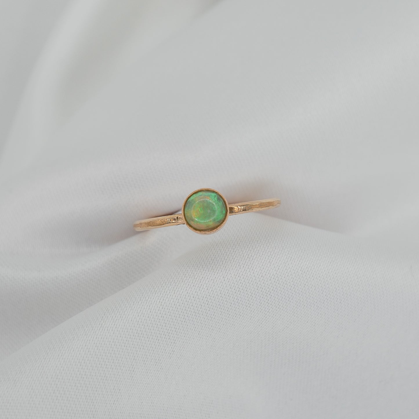 Gold Filled Opal Ring - shot on white - aerial view