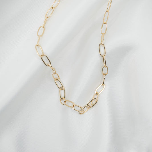Gold Filled Paperclip Chain Necklace - shot on white