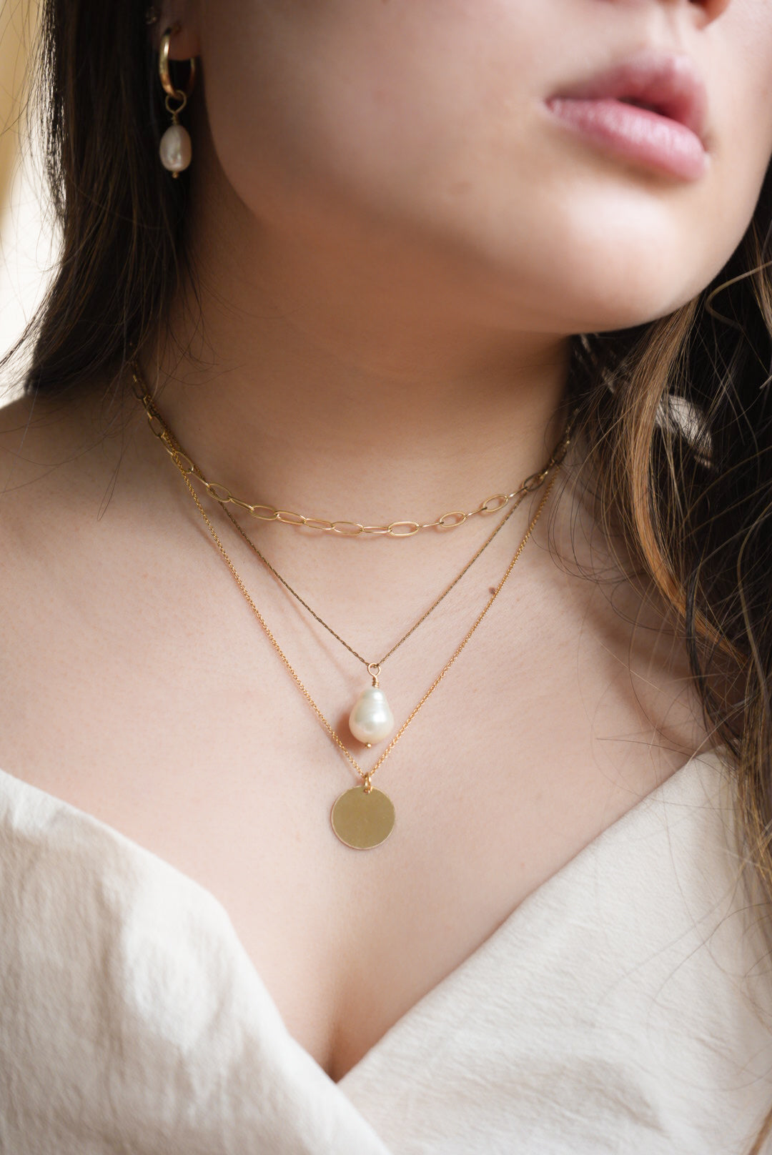 Gold Filled Hand Stamped Round Pendant and Necklace - Personalised Initial