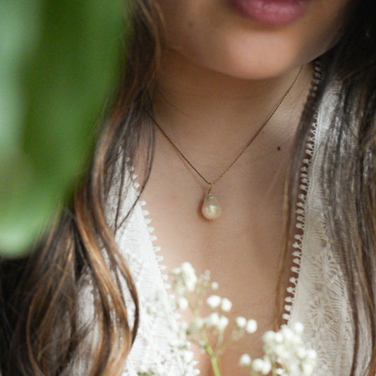 Gold Filled Baroque Pearl Pendant and Necklace