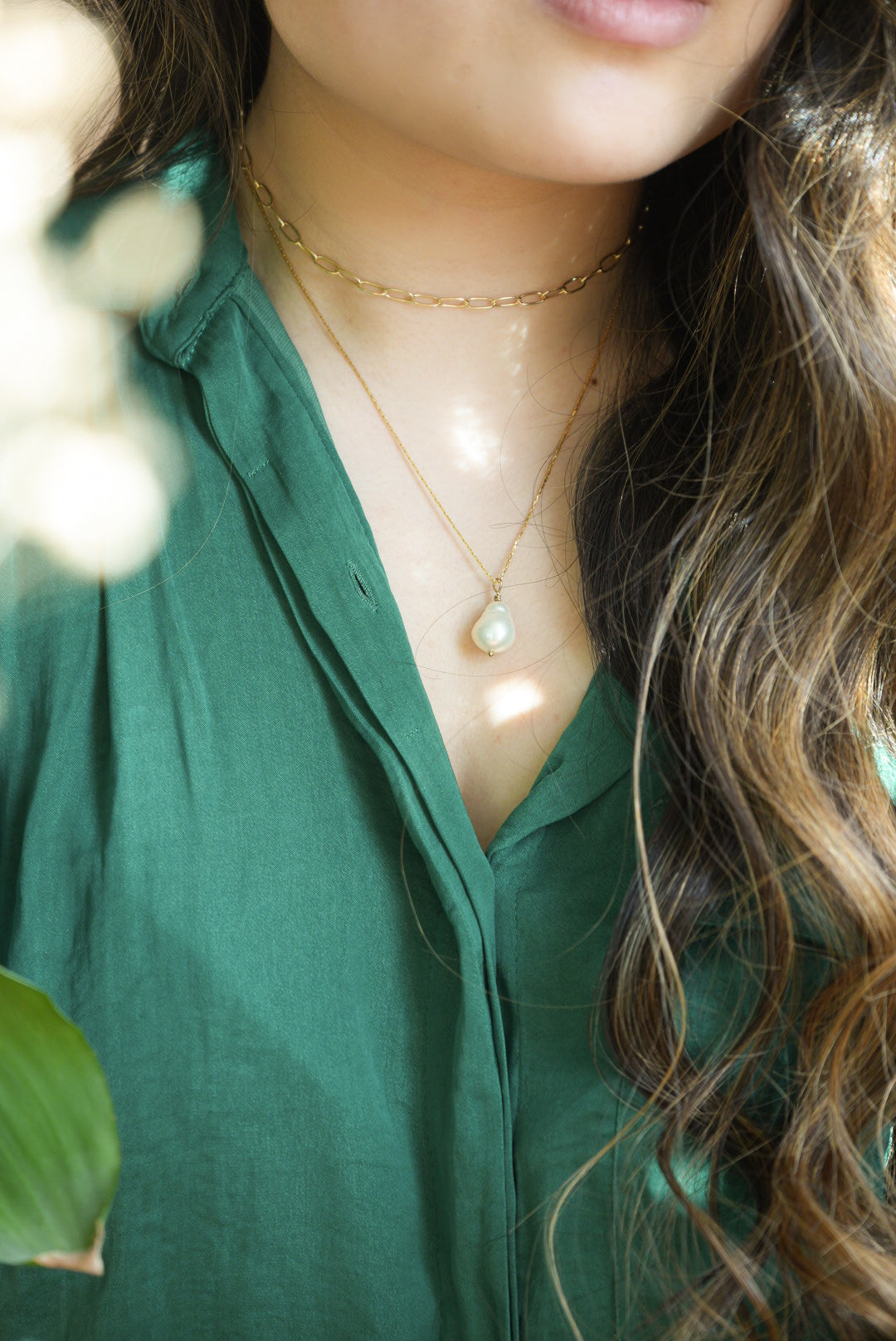 Gold Filled Baroque Pearl Pendant and Necklace