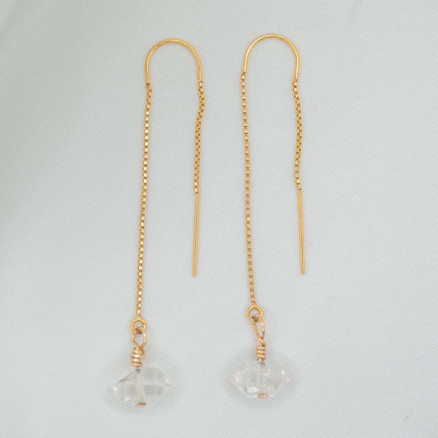 Gold Filled Herkimer Diamond Thread Earrings