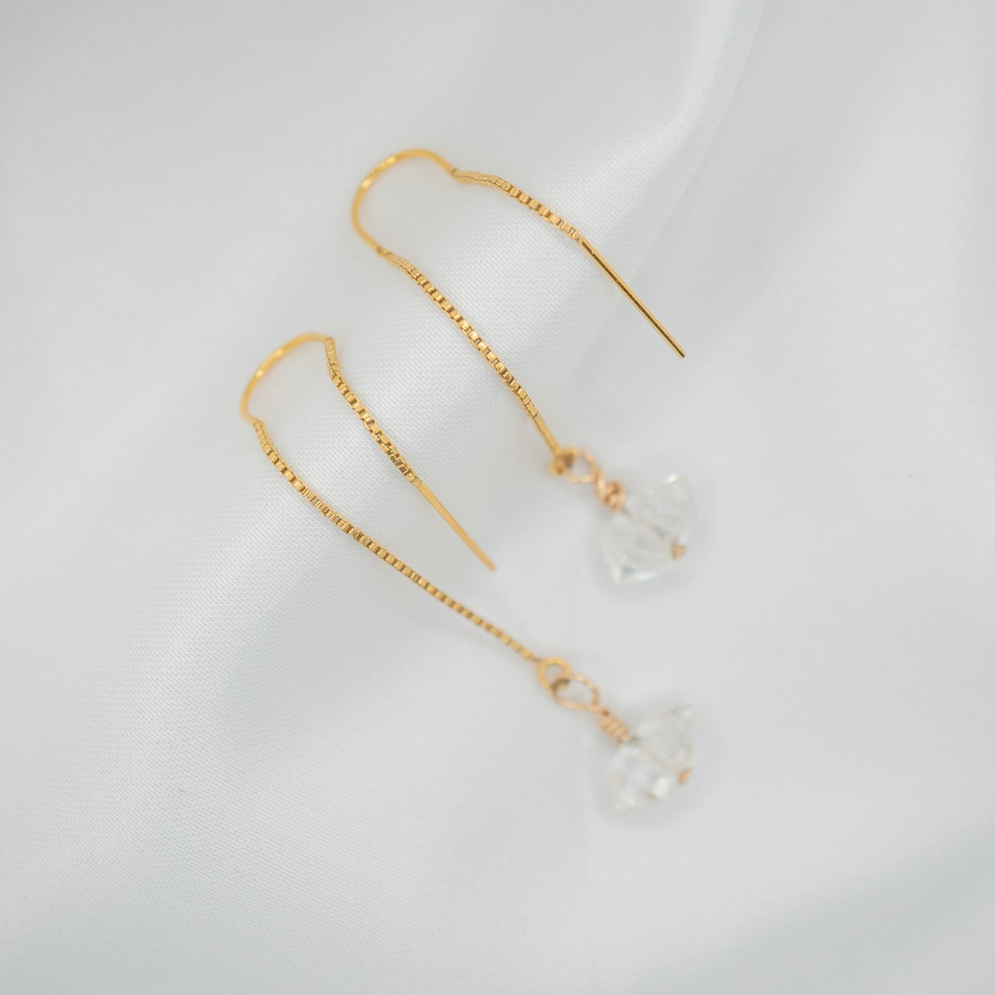 Gold Filled Herkimer Diamond Thread Earrings