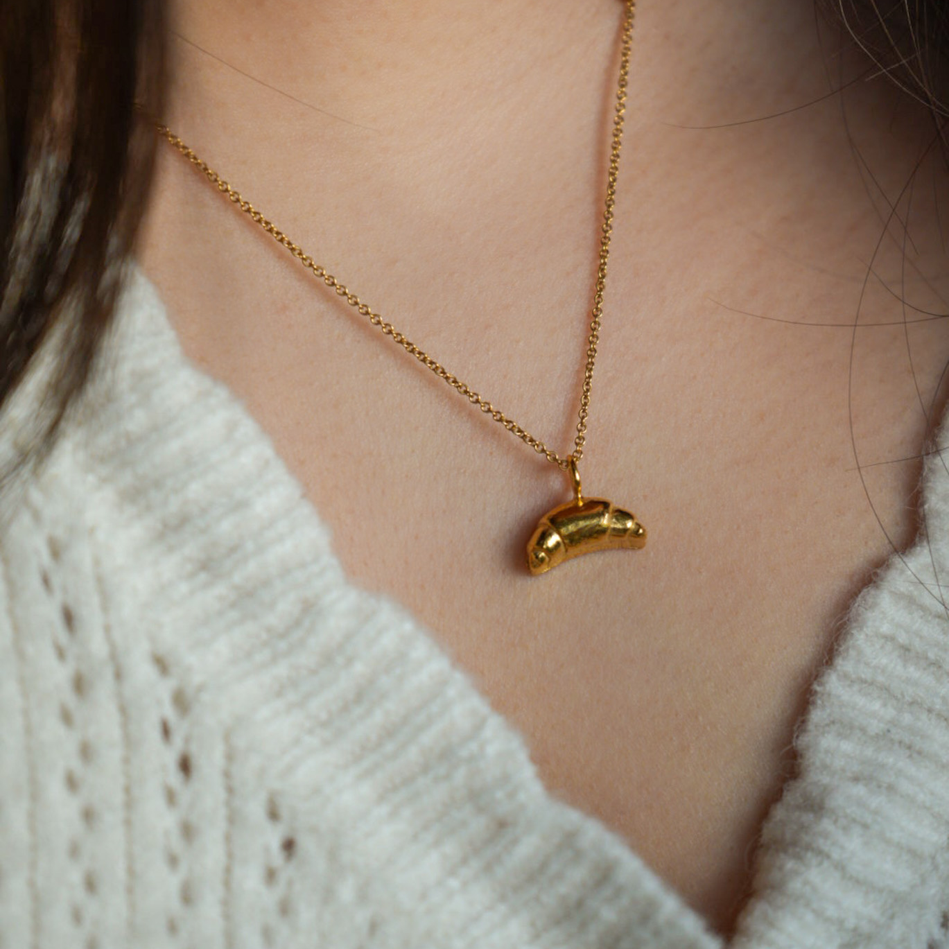 Croissant Necklace (Sterling Silver & Gold Plated)