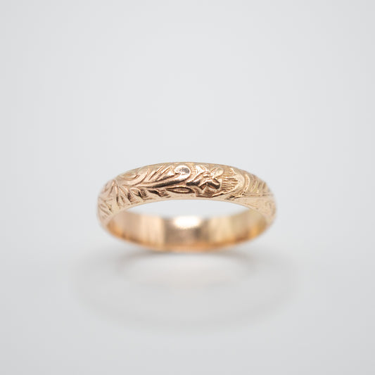 Gold Filled Vintage Pattern Ring - shot on white - front view