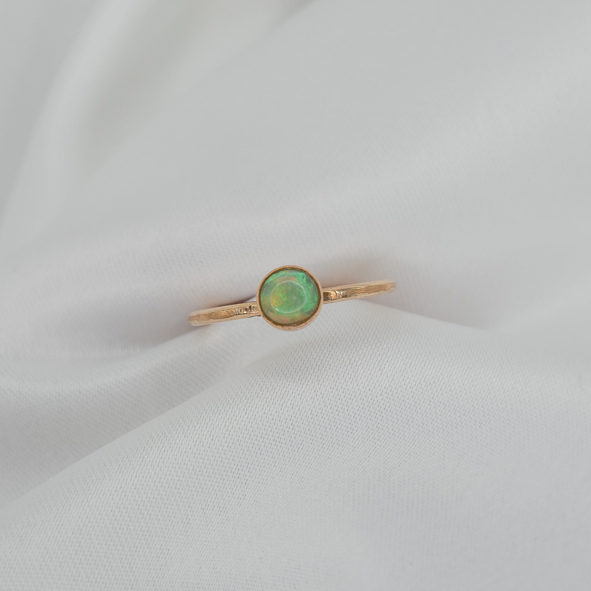Gold Filled Opal Ring - shot on white - aerial view