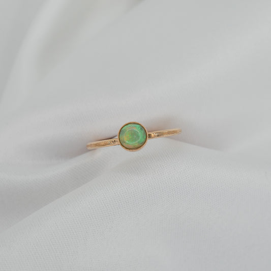 Gold Filled Opal Ring - shot on white - aerial view