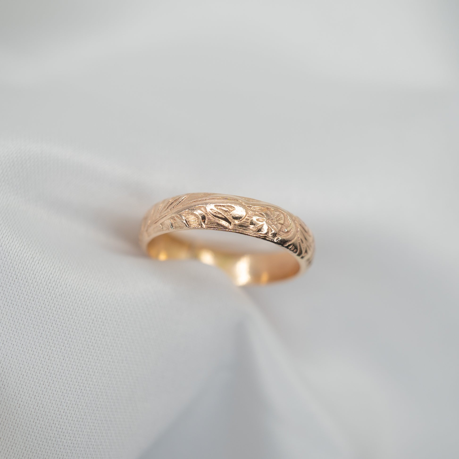 Gold Filled Vintage Pattern Ring - shot on white - close up