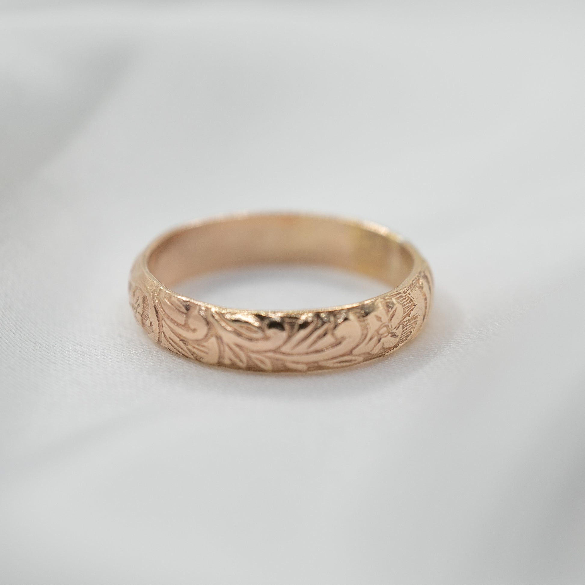 Gold Filled Vintage Pattern Ring - shot on white - front view close up