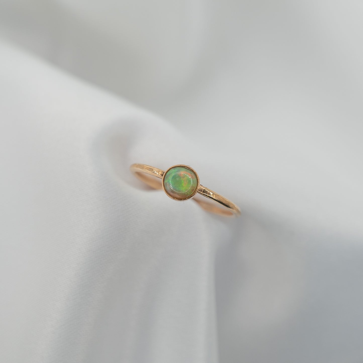 Gold Filled Opal Ring - shot on white - top down