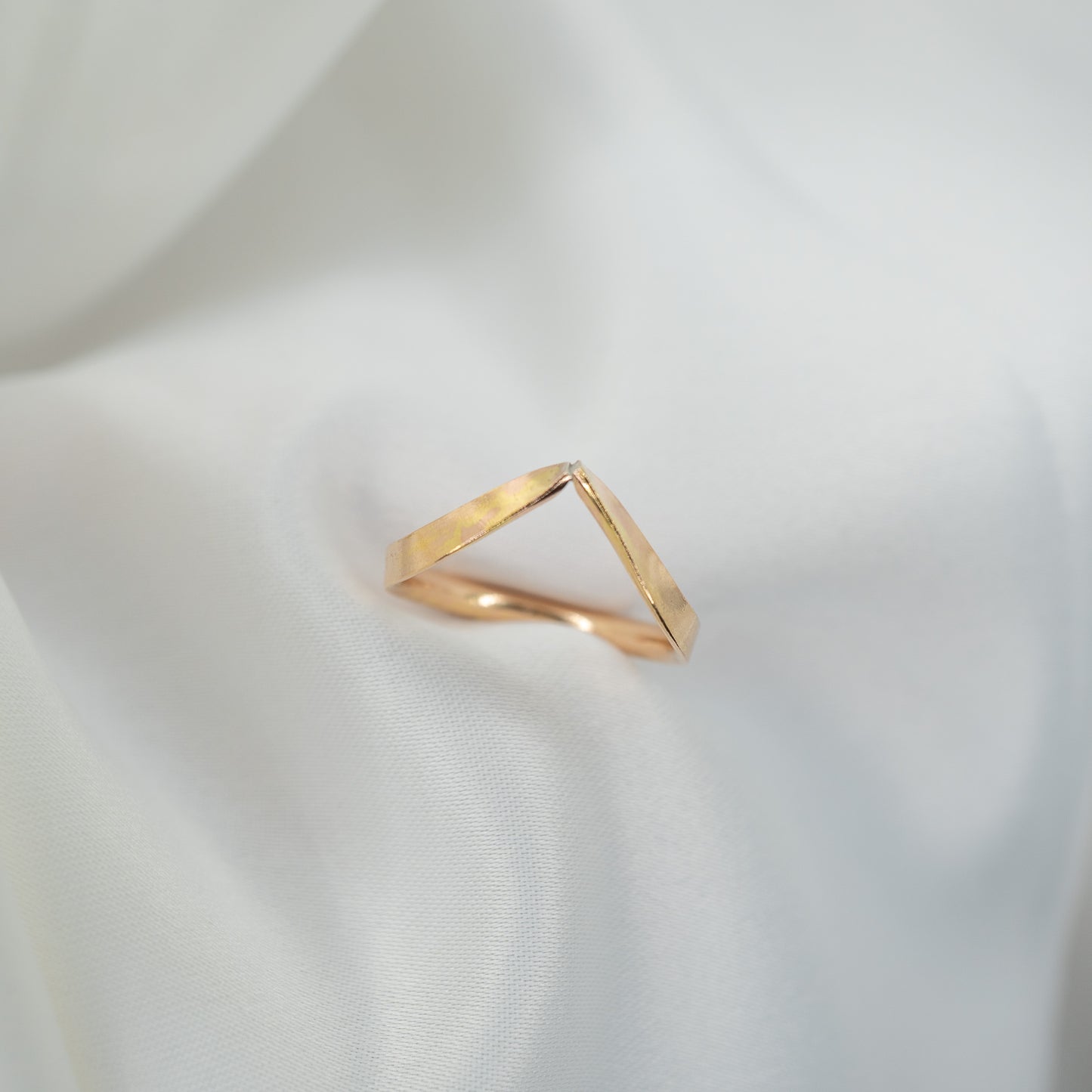 Gold Filled Chevron Ring - shot on white - aerial