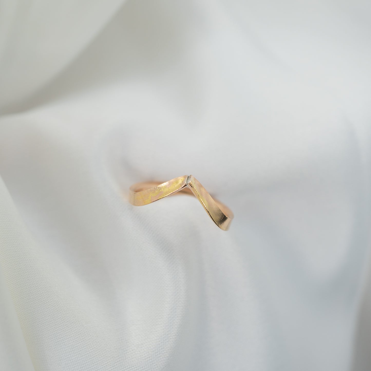 Gold Filled Chevron Ring - shot on white - aerial view