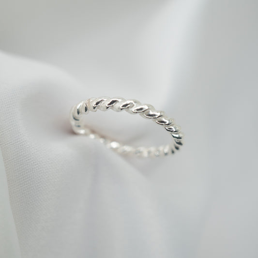 Sterling Silver Twisted Ring - shot on white - front view