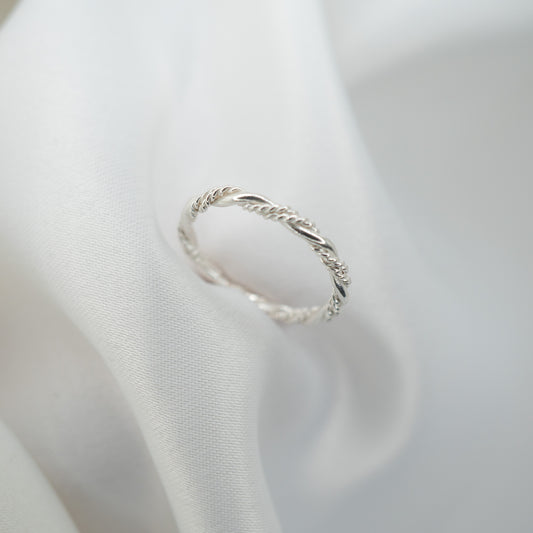 Sterling Silver Double Twisted Ring - shot on white - top side view