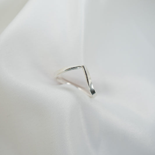 Sterling Silver Chevron Ring - shot on white - top down