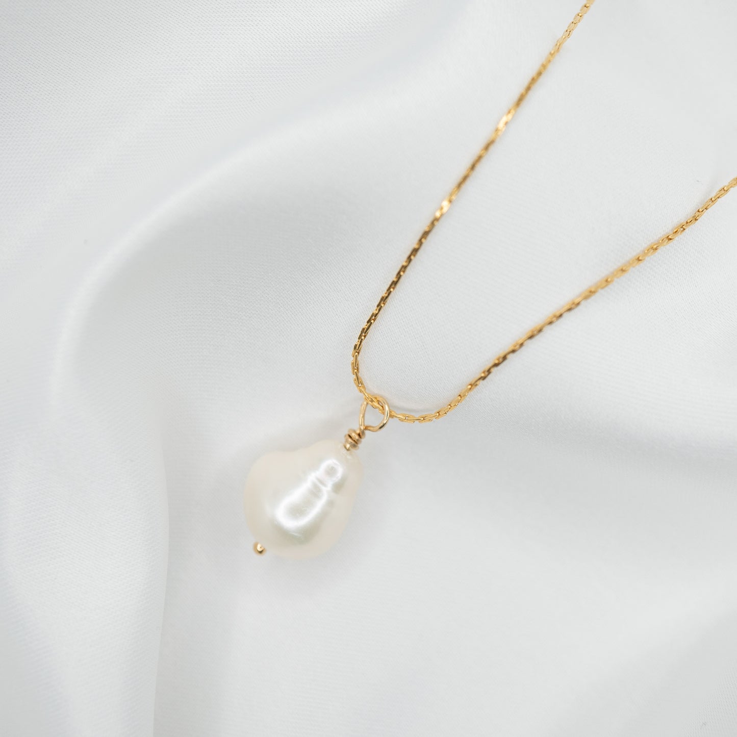 Gold Filled Baroque Pearl Pendant and Necklace - shot on white